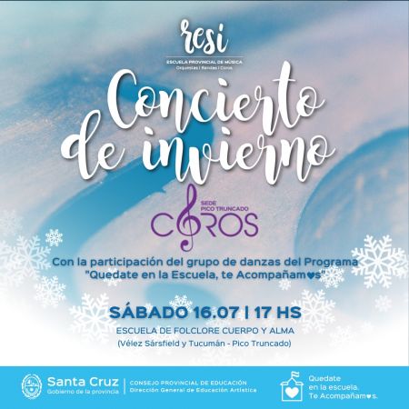 Invitan a participar del Concierto de Invierno del Coro en Pico Truncado      