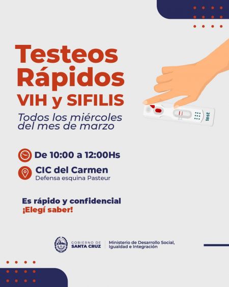 Promoción de la Salud: Testeos Rápidos de VIH y sífilis en el CIC del Carmen