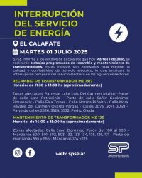 El Calafate: Corte programado de energía