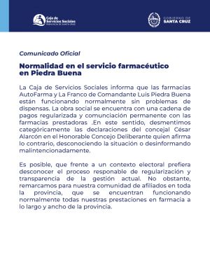 Comunicado oficial de la Caja de Servicios Sociales