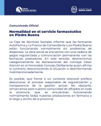 Comunicado oficial de la Caja de Servicios Sociales