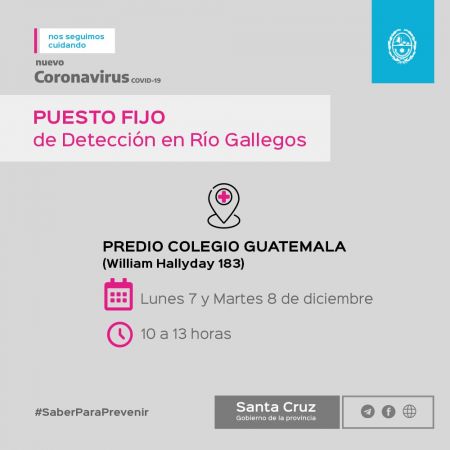 Los Centros de Detección atienden este  lunes y martes en Río Gallegos