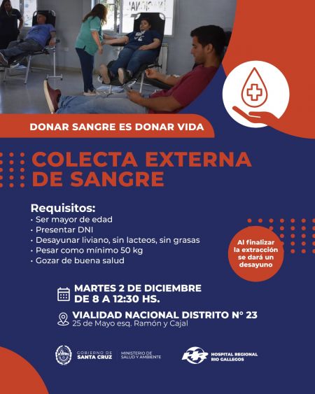 Nueva colecta de sangre en Río Gallegos