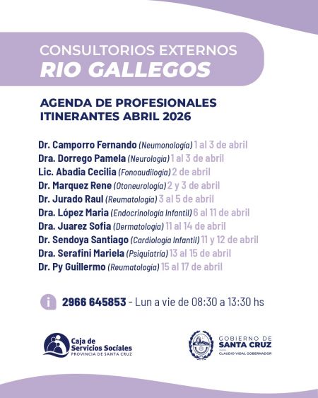 Conocé la agenda de médicos itinerantes en Río Gallegos