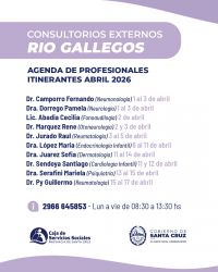 Conocé la agenda de médicos itinerantes en Río Gallegos
