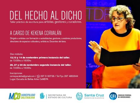 Se desarrollará el taller práctico de escritura “Del hecho al dicho” en Caleta Olivia