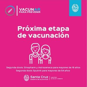 Vacunar para prevenir: Continúa abierto el turnero para la aplicación de segundas dosis de Sputnik V, Sinopharm y Astrazeneca