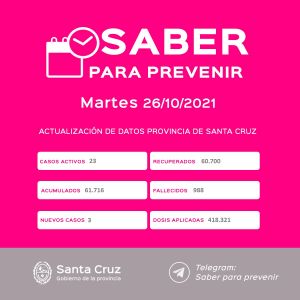 Saber Para Prevenir | Informe Epidemiológico | Martes 26 de octubre