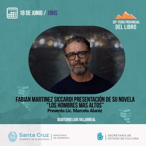 Fabián Martínez Siccardi formará parte de la grilla de la 28° Feria Provincial del Libro