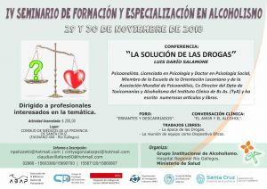Mañana comienza el IV° Seminario sobre Alcoholismo