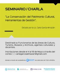 Dictaran el seminario/charla “La conservación del patrimonio cultural, herramientas de gestión”