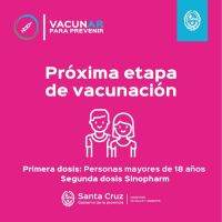 Vacunar para prevenir: Se habilitan nuevos turnos para la aplicación de primeras dosis a mayores de 18 años