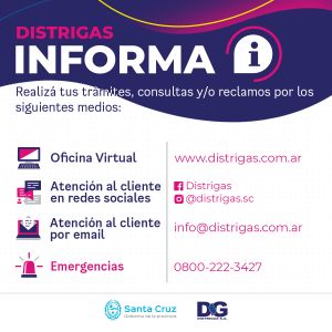 Distrigas S.A. informa sus líneas de atención