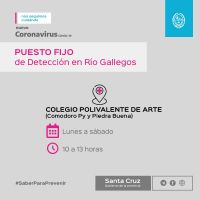 Comenzará a funcionar el Puesto Fijo de Detección en el Centro Polivalente de Arte de Río Gallegos