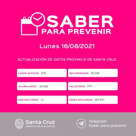 Saber Para Prevenir | Informe Epidemiológico | Lunes 16 de agosto