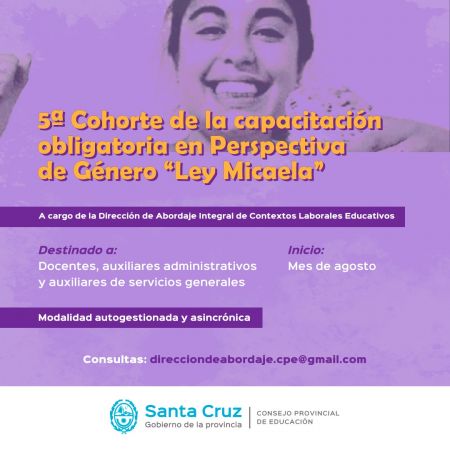 Convocatoria abierta a la 5ª Cohorte de la capacitación en Perspectiva de Género “Ley Micaela”