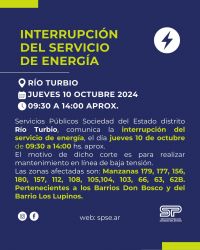 Interrupción del servicio de energía en Rio Turbio