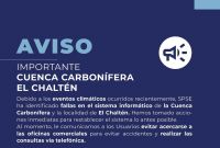 Comunicado: Servicios Públicos en la Cuenca Carbonífera y El Chaltén