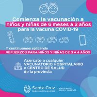 Comienza la vacunación para niños y niñas de 6 meses a 3 años en toda la provincia