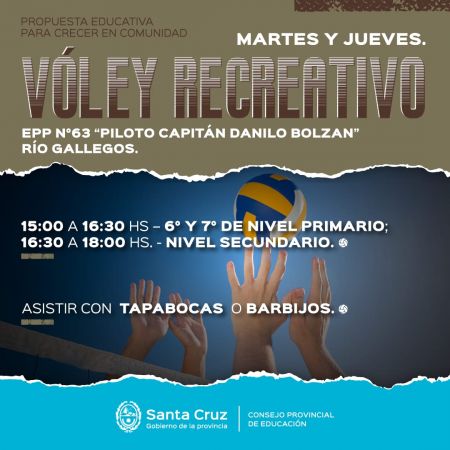 Invitan a estudiantes a participar de la nueva propuesta educativa “Vóley Recreativo”