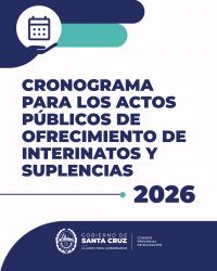 Cronogramas de los actos públicos de ofrecimiento de interinatos y suplencias 2026