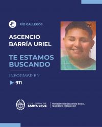 Río Gallegos: Buscan a Uriel Ascencio