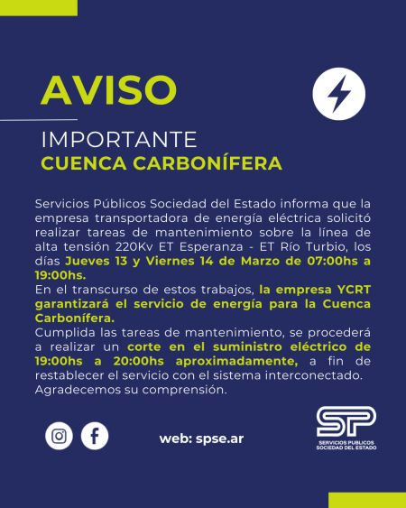 Aviso importante para la Cuenca Carbonífera