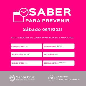 Saber Para Prevenir | Informe Epidemiológico | Sábado 6 noviembre