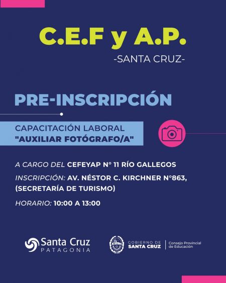 Comienza la preinscripción para la capacitación laboral fotógrafo/a