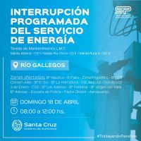 Interrupción programada del servicio de energía en Río Gallegos