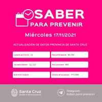 Saber Para Prevenir | Informe Epidemiológico | Miércoles 17 de noviembre