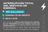 La empresa TRANSPA S.A. solicitó la programación de la interrupción del servicio de energía en Río Gallegos