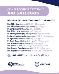 Agosto en los Consultorios Externos de la CSS en Caleta Olivia y Río Gallegos