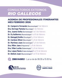 Febrero: Agenda abierta para Consultorios Externos en Río Gallegos