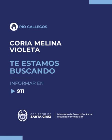 Río Gallegos: Se solicita colaboración para dar con el paradero de Melina Violeta Coria