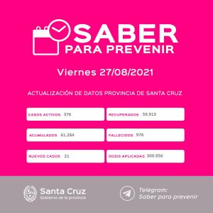 Saber Para Prevenir | Informe Epidemiológico | Viernes 27 de agosto