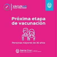 Vacunar para prevenir: Habilitan turnos para la aplicación de primeras dosis a mayores de 30 años