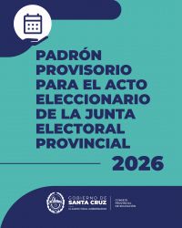 Está disponible el Padrón Provisorio para el Acto Eleccionario de la Junta Electoral Provincial