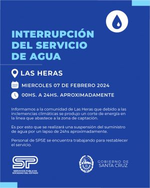 Interrupción del suministro de agua en Las Heras