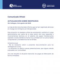 La Caja de Servicios Sociales informa respecto a la actualización sobre reintegros