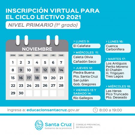Nuevo horario para inscripciones virtuales del Ciclo Lectivo 2021 Nivel Primario y Secundario