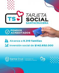 Tarjeta Social Santacruceña: Se encuentran acreditados los importes de la misma