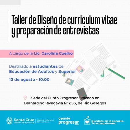 Se brindará Taller de Diseño de curriculum vitae y preparación de entrevista