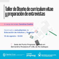 Se brindará Taller de Diseño de curriculum vitae y preparación de entrevista