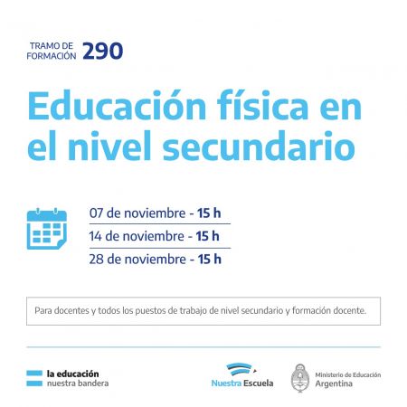 Convocan a inscribirse a un nuevo tramo de formación de Educación Física en el Nivel Secundario