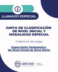 Llamado Especial para cubrir cargo de Supervisor Pedagógico de Nivel Inicial, Zona Norte
