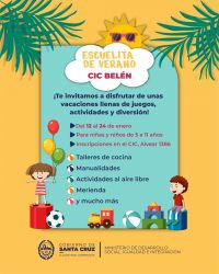 El CIC Belén llevará adelante la Escuelita de Verano durante el mes de enero