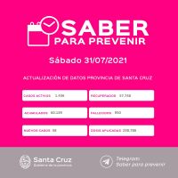 Saber Para Prevenir | Informe Epidemiológico | Sábado 31 de julio