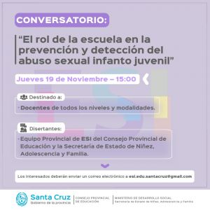Conversatorio: “El rol de la escuela en la prevención y detección del abuso sexual infantojuvenil”