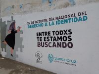 Pintan mural por el derecho a la identidad en Río Gallegos